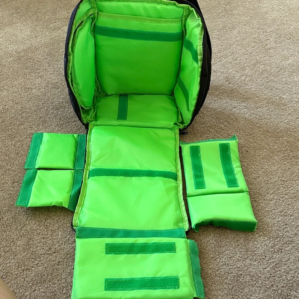 Compact Black Messenger Sling Bag with Green Accent